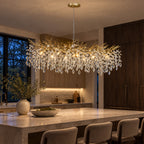 Rami Branch Chandelier, 14-Light Gold K9 Crystal, 63" Long