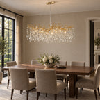Rami Branch Chandelier, 12-Light Gold K9 Crystal, 47.2" Long