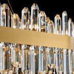Modern Rectangular K9 Crystal Chandelier 57" — 32-Light, Gold