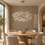Foglia Ginkgo Leaf Chandelier, 10-Light Gold Branch, 32" Dia