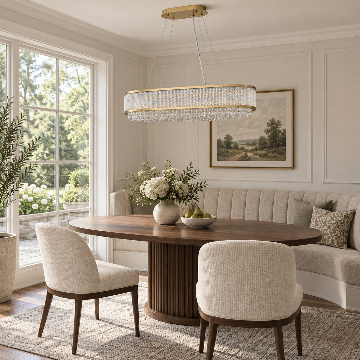 Velara Oval Chandelier, 12-Light Gold K9 Crystal, 34.5" Long