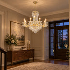 Fontana Chandelier, 8-Light Gold K9 Crystal, 32" Dia