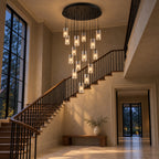 Pioggia Cascade Chandelier, 15-Light Black K9 Crystal, 32" Dia