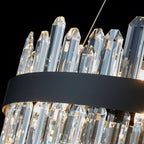 Round 2-Tier K9 Crystal Chandelier 23" — 16-Light Black Modern Chandelier