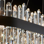 Modern Rectangular K9 Crystal Chandelier 57" — 32-Light, Black