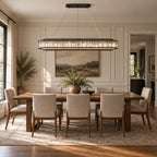 Colonna Oval Chandelier, 18-Light Black K9 Crystal, 55" Long