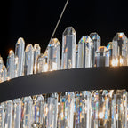 Modern Round K9 Crystal Chandelier 30" — 2-Tier, 24-Light, Black