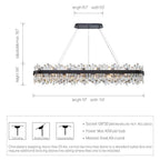 Black rectangular 57 inch crystal chandelier dimensions and bulb guide