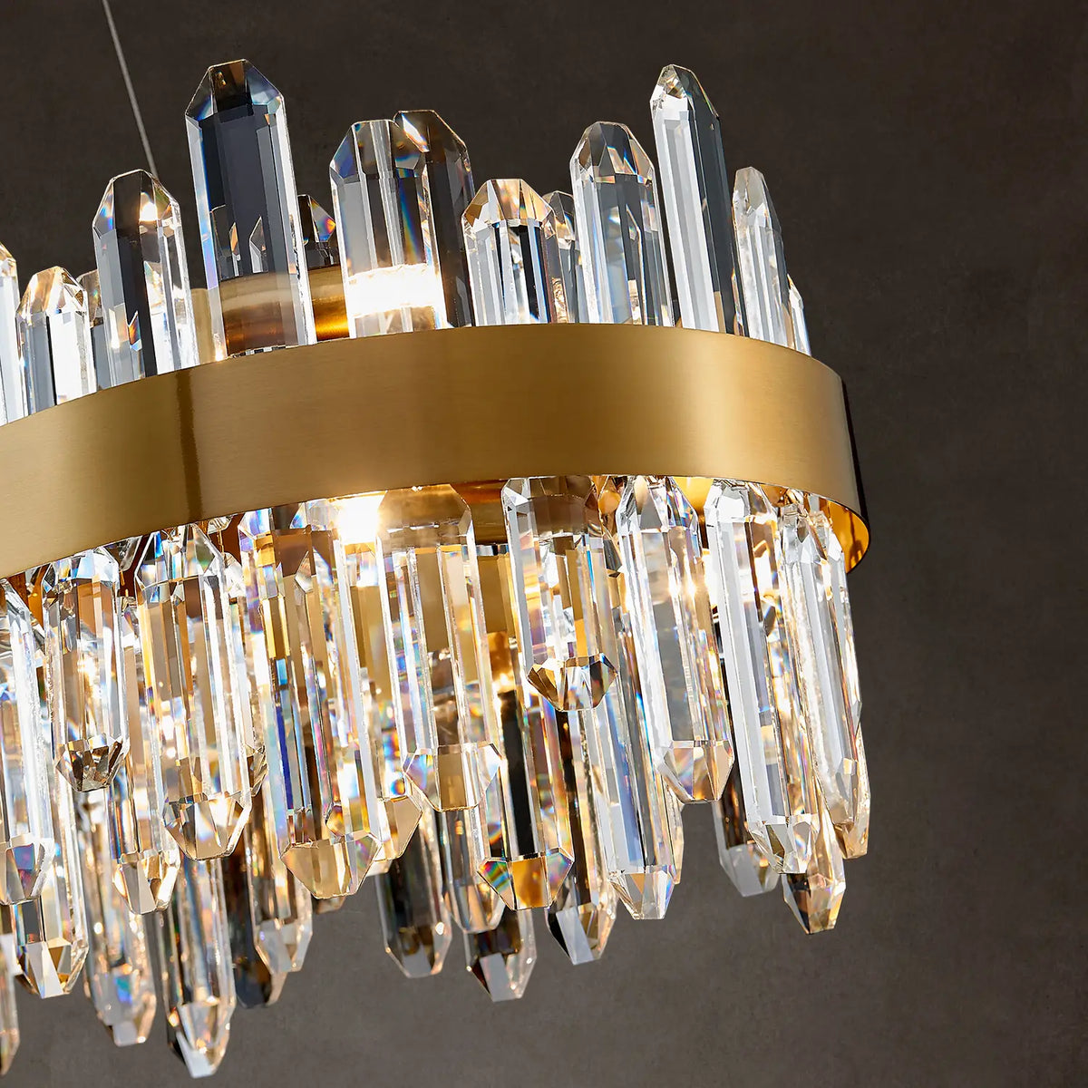 Modern Oval K9 Crystal Chandelier 35.4" — 20-Light, Gold