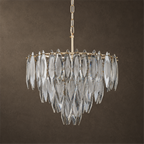 Multi-layers Crystal Chandelier, Classic Circle Frames and Leaf Shape Crystal Pendant Light for Dining Room, Living Room, Bedroom