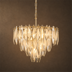 Multi-layers Crystal Chandelier, Classic Circle Frames and Leaf Shape Crystal Pendant Light for Dining Room, Living Room, Bedroom