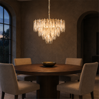 Multi-layers Crystal Chandelier, Classic Circle Frames and Leaf Shape Crystal Pendant Light for Dining Room, Living Room, Bedroom