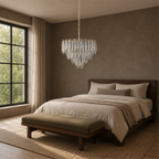 Multi-layers Crystal Chandelier, Classic Circle Frames and Leaf Shape Crystal Pendant Light for Dining Room, Living Room, Bedroom