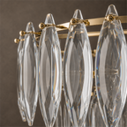 Multi-layers Crystal Chandelier, Classic Circle Frames and Leaf Shape Crystal Pendant Light for Dining Room, Living Room, Bedroom