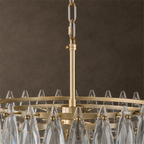 Multi-layers Crystal Chandelier, Classic Circle Frames and Leaf Shape Crystal Pendant Light for Dining Room, Living Room, Bedroom
