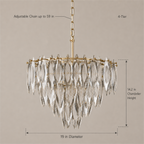 Multi-layers Crystal Chandelier, Classic Circle Frames and Leaf Shape Crystal Pendant Light for Dining Room, Living Room, Bedroom